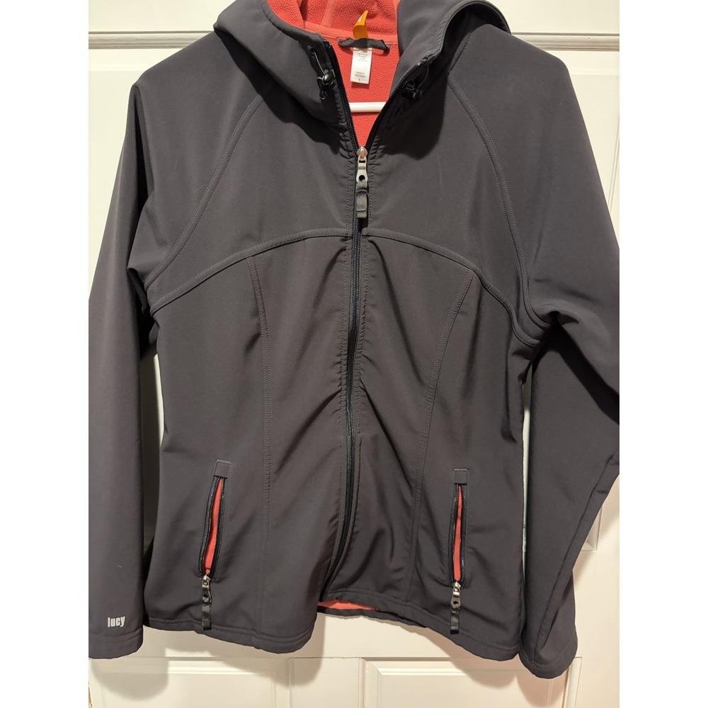 LUCY Full Zip Fleece Lined incl SLEEVES Softshell Dark Gray Hooded Jacket Large